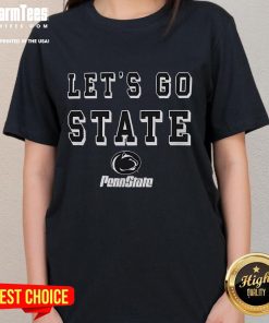 Top Penn State Nittany Lions Let's Go State ladies tee in navy, perfect for game day or casual wear.