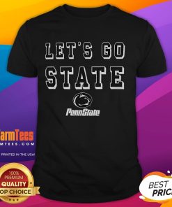 Top Penn State Nittany Lions Let's Go State T-Shirt in navy blue with bold white lettering, perfect for game day.