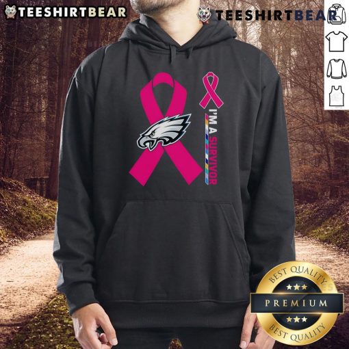 Top Philadelphia Eagles X Cancer Awareness 'I'm A Survivor' Hoodie showcasing support for cancer survivors and team spirit.