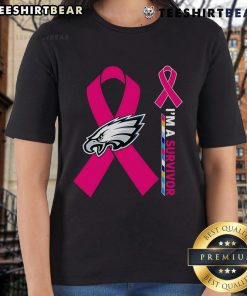Top Philadelphia Eagles X Cancer Awareness 'I'm A Survivor' Ladies Tee showcases support for survivors in team colors.
