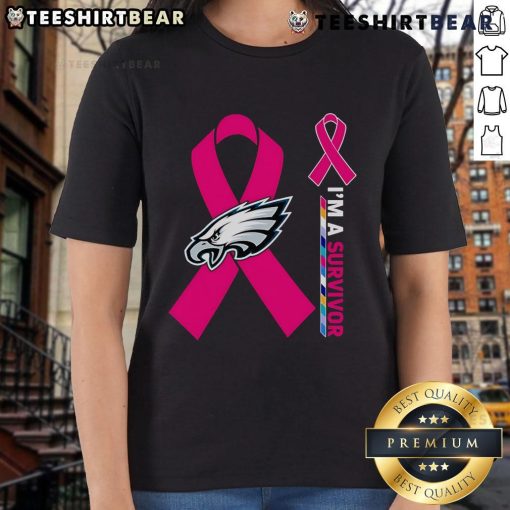 Top Philadelphia Eagles X Cancer Awareness 'I'm A Survivor' Ladies Tee showcases support for survivors in team colors.