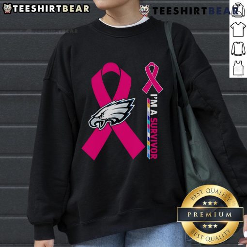 Top Philadelphia Eagles X Cancer Awareness 'I'm a Survivor' sweatshirt featuring vibrant team colors and inspiring message.