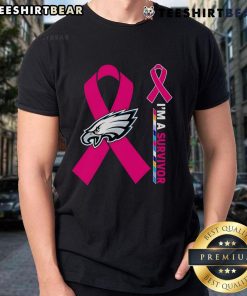 Alt Text: Top Philadelphia Eagles X Cancer Awareness 'I'M A Survivor' T-Shirt featuring vibrant team colors and empowering message.