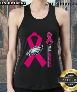 Top Philadelphia Eagles X Cancer Awareness 'I'm A Survivor' tank top showcasing team spirit and support for cancer survivors.