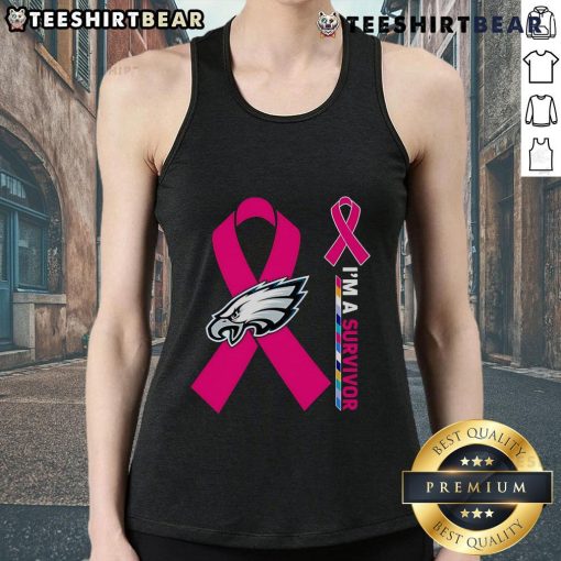 Top Philadelphia Eagles X Cancer Awareness 'I'm A Survivor' tank top showcasing team spirit and support for cancer survivors.