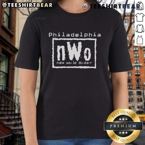Top Philadelphia nWo New World Order Ladies Tee featuring a stylish design for wrestling fans and trendy apparel lovers.
