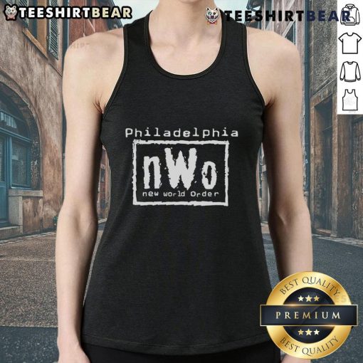 Top Philadelphia nWo New World Order tank top featuring bold graphics, perfect for wrestling fans and collectors.