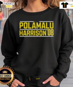 Alt Text: Cozy Top Pittsburgh Steelers Polamalu Harrison 08 sweatshirt featuring team colors and logo, perfect for fans.