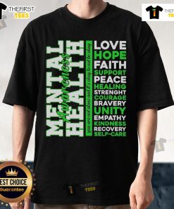 Top Positive Green Words Mental Health Awareness Classic T-Shirt featuring uplifting phrases for mental health support.
