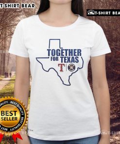 Alt Text: Top Pray For Texas Rangers Houston Texas logo map on a ladies tee, showcasing team spirit and local pride.