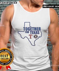 Top Pray for Texas Rangers tank top featuring a Houston, Texas logo map design, perfect for baseball fans.