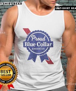 Alt Text: Top Proud Blue Collar American Tank Top featuring bold patriotic design and comfortable fit for everyday wear.