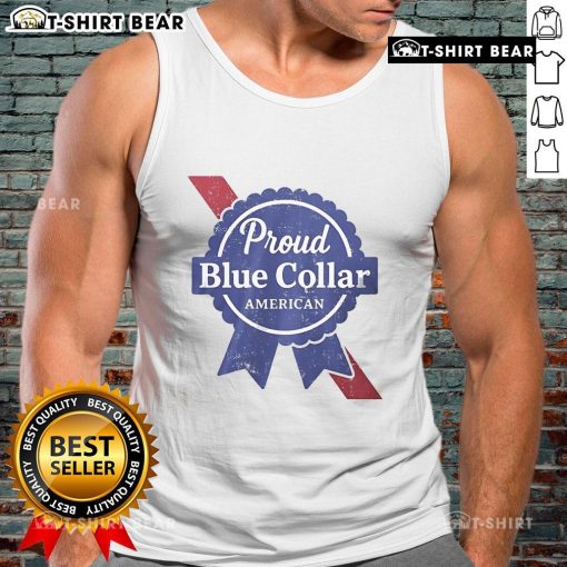 Alt Text: Top Proud Blue Collar American Tank Top featuring bold patriotic design and comfortable fit for everyday wear.
