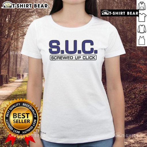 Top S.U.C. Screwed Up Click Ladies Tee featuring a stylish design for fans of Southern hip-hop culture and fashion.