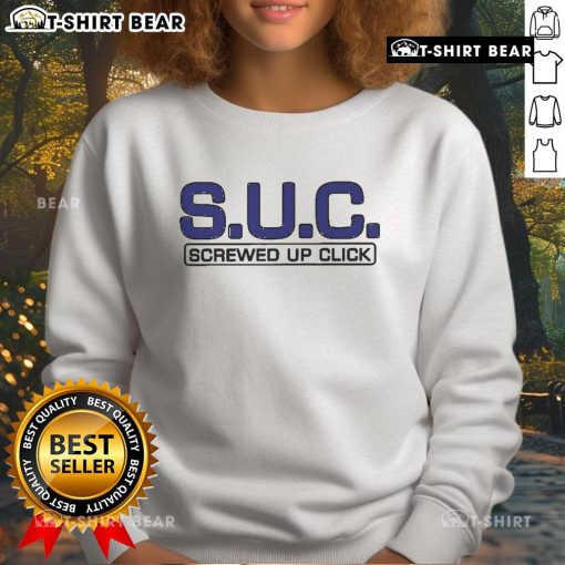 Top S.U.C. Screwed Up Click sweatshirt featuring a bold graphic design, perfect for streetwear and casual style enthusiasts.