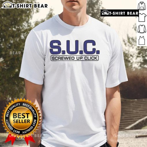 Top S.U.C. Screwed Up Click T-Shirt featuring bold graphics and a stylish design for hip-hop fashion enthusiasts.