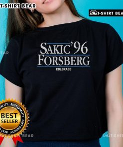 Top Sakic Forsberg 96 Colorado Ladies Tee featuring iconic NHL players for stylish fan apparel.