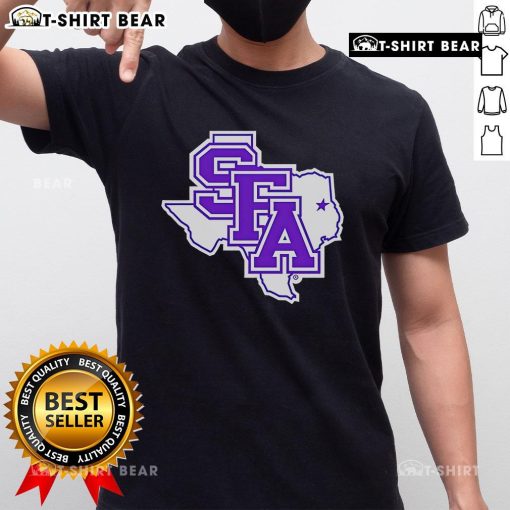 Alt Text: Top SFA Primary Logo Texas T-Shirt featuring vibrant colors and bold design for Stephen F. Austin University fans.