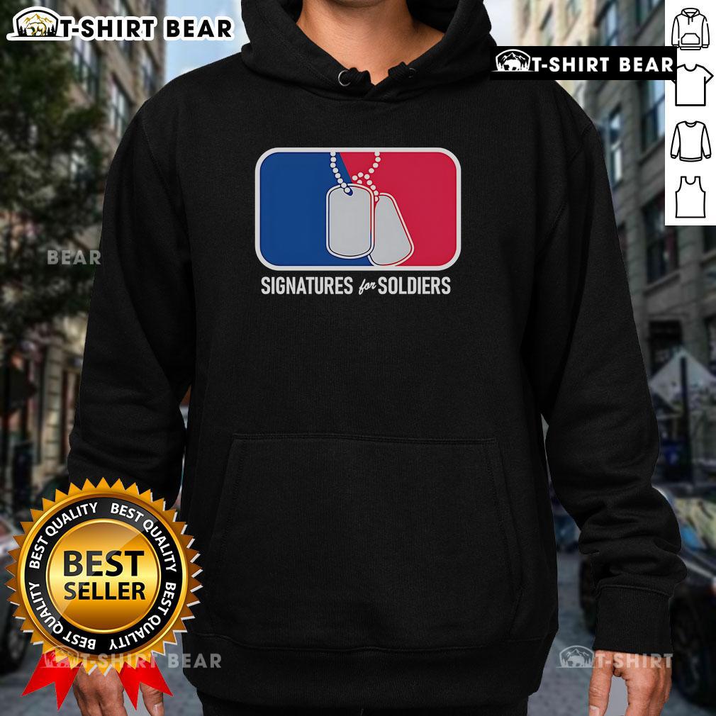 Top Signatures For Soldiers Dog Tags Hoodie Alt Text: Cozy hoodie featuring top signatures for soldiers' dog tags, perfect for honoring military service and style.