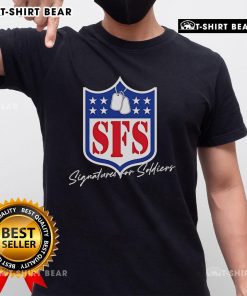 Top Signatures For Soldiers Gridiron Logo T-Shirt featuring a bold logo design, perfect for football fans and veterans.