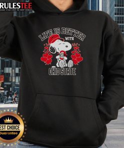 Alt Text: Cozy Top Snoopy hoodie featuring Life is Better with Ohio State Buckeyes design, perfect for fans and casual wear.