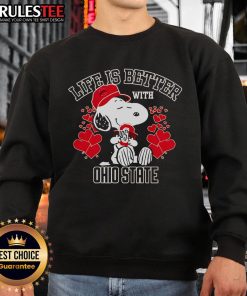 Alt Text: Ohio State Buckeyes sweatshirt featuring Snoopy, highlighting that life is better with Buckeyes gear.