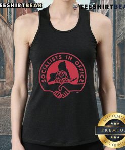Top Socialists in Office tank top featuring bold graphics and a trendy design for political apparel enthusiasts.