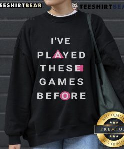 Cozy sweatshirt featuring 'Top Squid Game 3 - I've Played These Games Before' design, perfect for fans of the series.