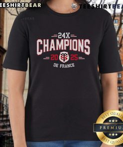 Alt Text: Top Stade Toulousain 24X Champions de France 2025 Ladies Tee showcasing vibrant design and team pride.
