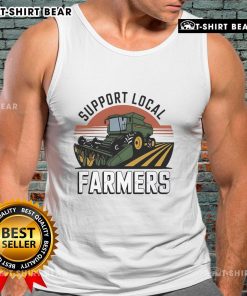 Top Support Local Farmers Tractor Tank Top featuring a vibrant tractor graphic, perfect for agriculture enthusiasts.