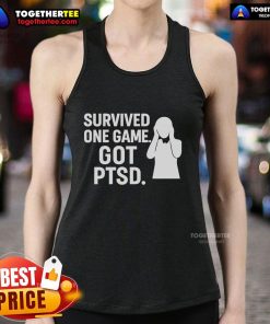 Top Survived One Game Got PTSD Tank Top featuring bold graphics and a stylish design for gamers and mental health awareness.