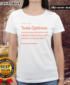 Top Tesla Optimus Botsplained ladies tee featuring a stylish design for fans of AI and robotics.