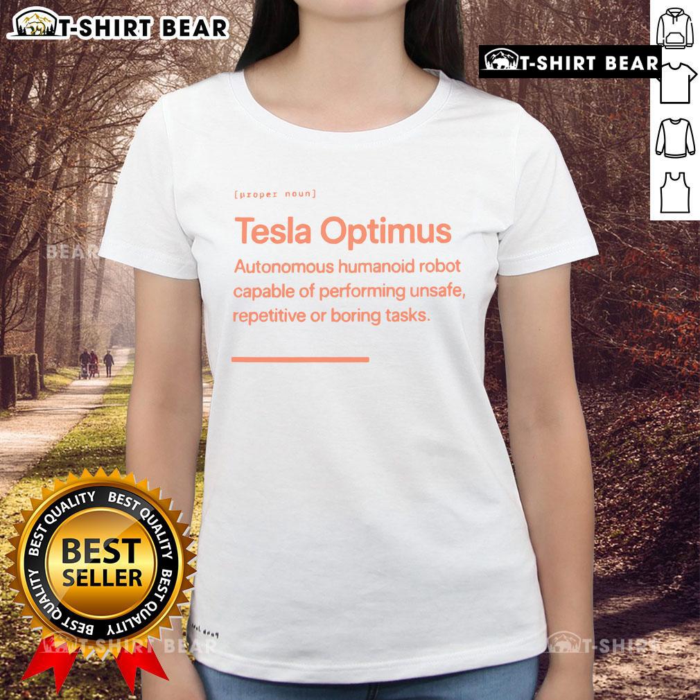 Top Tesla Optimus Botsplained Ladies Tee Top Tesla Optimus Botsplained ladies tee featuring a stylish design for fans of AI and robotics.