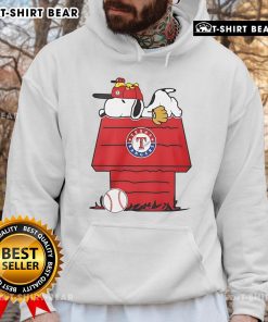 Top Texas Rangers Snoopy Woodstock house hoodie featuring vibrant graphics and cozy design for baseball fans.