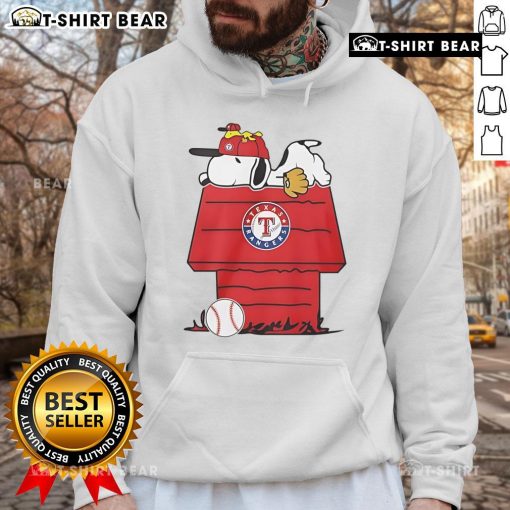 Top Texas Rangers Snoopy Woodstock house hoodie featuring vibrant graphics and cozy design for baseball fans.