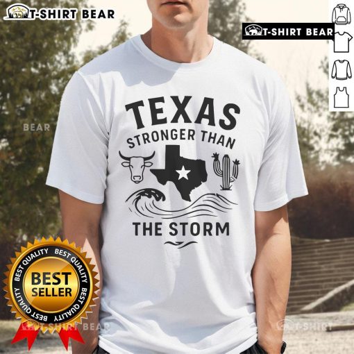 Top Texas Stronger Than The Storm T-Shirt featuring a bold design, perfect for Texas pride and resilience.