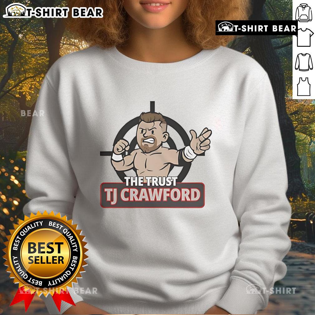 Top The Trust Tj Crawford Sweatshirt Top The Trust TJ Crawford Sweatshirt in stylish black, featuring a logo print, perfect for casual wear and street style.