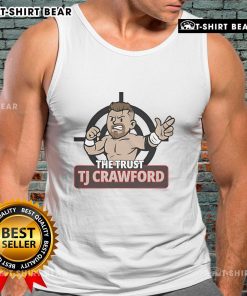 Top-The-Trust TJ Crawford Tank Top displayed on a wooden background with vibrant colors and stylish design.