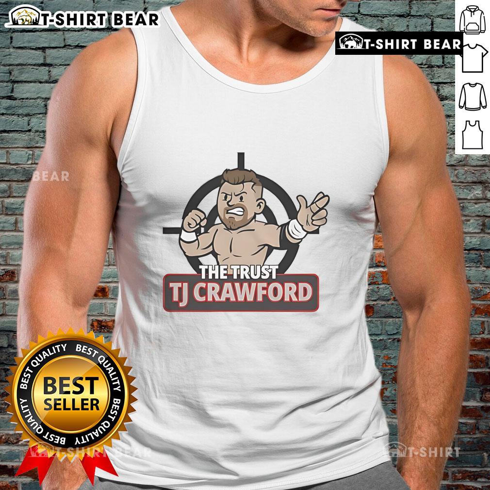 Top The Trust Tj Crawford Tank Top Top-The-Trust TJ Crawford Tank Top displayed on a wooden background with vibrant colors and stylish design.