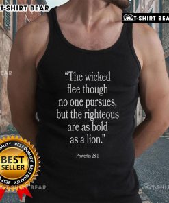 Proverbs tank top featuring 'The wicked flee though no one pursues, but the righteous are bold as a lion' design.