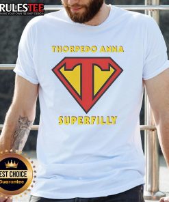 Alt Text: Top Thorpedo Anna Superfilly Logo T-Shirt featuring a vibrant logo design on a stylish, comfortable tee.