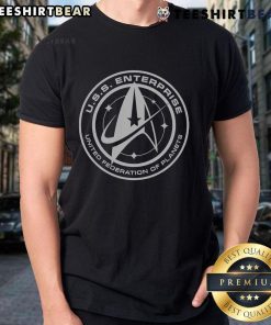 Top U.S.S. Enterprise United Federation Of Planets T-Shirt featuring iconic Star Trek design and vibrant colors.
