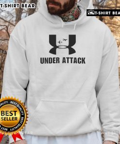 Top Under Attack 911 logo hoodie featuring a bold graphic design, perfect for casual wear and expressing support.