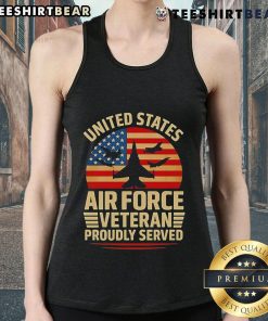 Alt Text: Top United States Air Force veteran proudly served wearing a stylish tank top, showcasing military pride and honor.