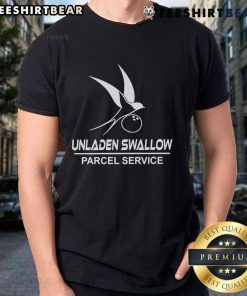 Top Unladen Swallow Parcel Service T-Shirt featuring a whimsical design inspired by Monty Python's humor.