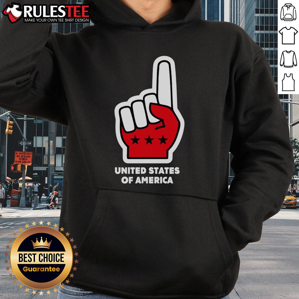 Top Usa Number One Hand Sign United States Of America Foam Finger Hoodie Top USA number one hand sign foam finger hoodie featuring vibrant colors, perfect for sports fans and patriotic wear.