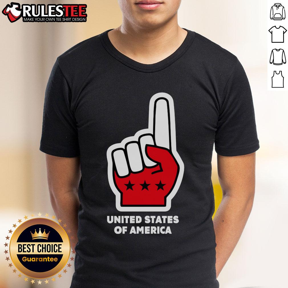 Top Usa Number One Hand Sign United States Of America Foam Finger T Shirt Top USA number one hand sign foam finger t-shirt showcasing patriotic spirit for American sports fans.