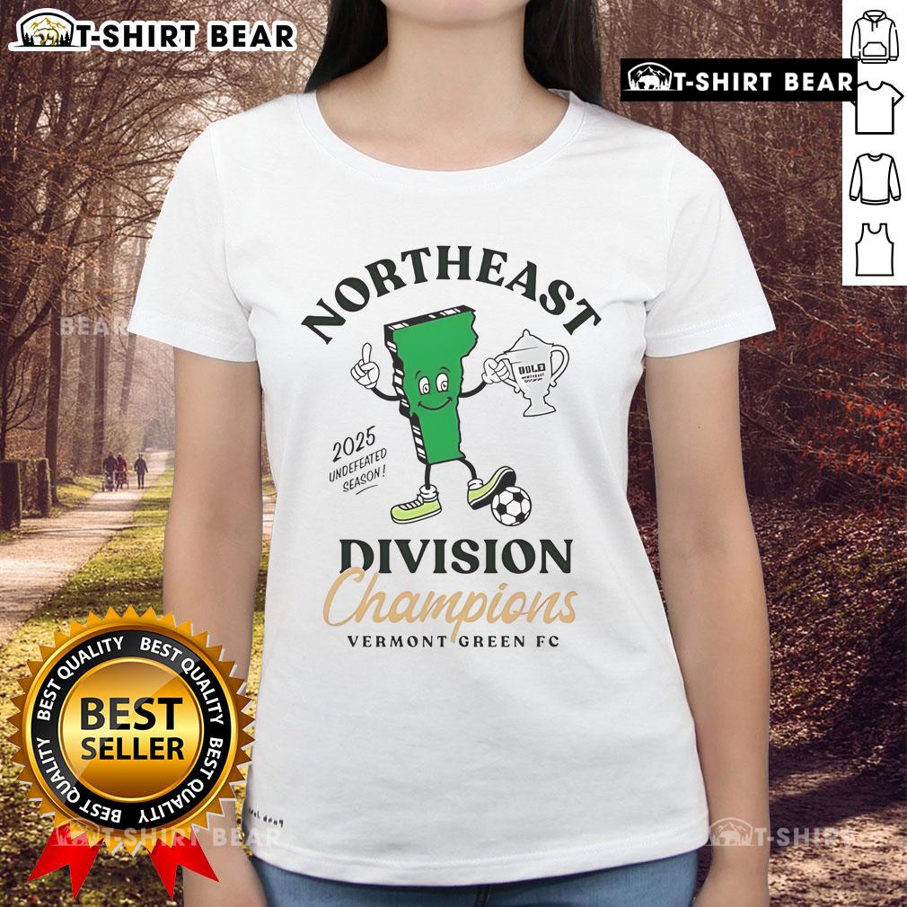 Top Vermont Green Fc 2025 Northeast Division Champions Ladies Tee Top Vermont Green FC 2025 Northeast Division Champions ladies tee featuring team logo and vibrant design.