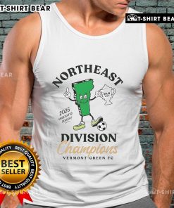 Top Vermont Green FC 2025 Northeast Division Champions tank top featuring team logo and champion design.