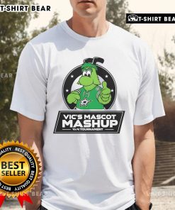 Top Vic's Mascot Mashup 4V4 Tournament T-Shirt featuring vibrant designs and playful mascots for a fun sports event.